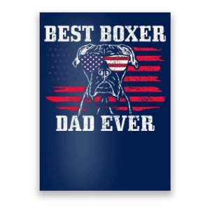 Best Boxer Dad Ever Dog Patriotic 4th Of July American Flag Poster