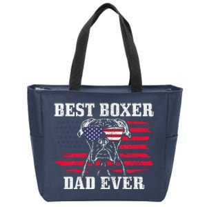 Best Boxer Dad Ever Dog Patriotic 4th Of July American Flag Zip Tote Bag