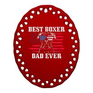 Best Boxer Dad Ever Dog Patriotic 4th Of July American Flag Ceramic Oval Ornament