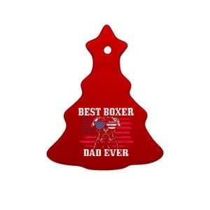 Best Boxer Dad Ever Dog Patriotic 4th Of July American Flag Ceramic Tree Ornament