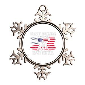 Best Boxer Dad Ever Dog Patriotic 4th Of July American Flag Metallic Star Ornament