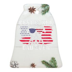 Best Boxer Dad Ever Dog Patriotic 4th Of July American Flag Ceramic Bell Ornament