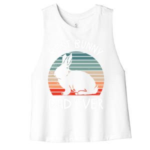 Best Bunny Dad Ever Matching Family Easter Retro Great Gift Women's Racerback Cropped Tank