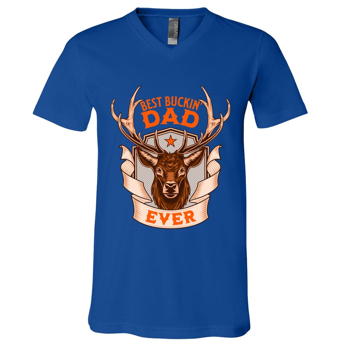 Best Buckin Dad Ever Funny Deer Hunter Buck Hunting Great Gift V-Neck T-Shirt