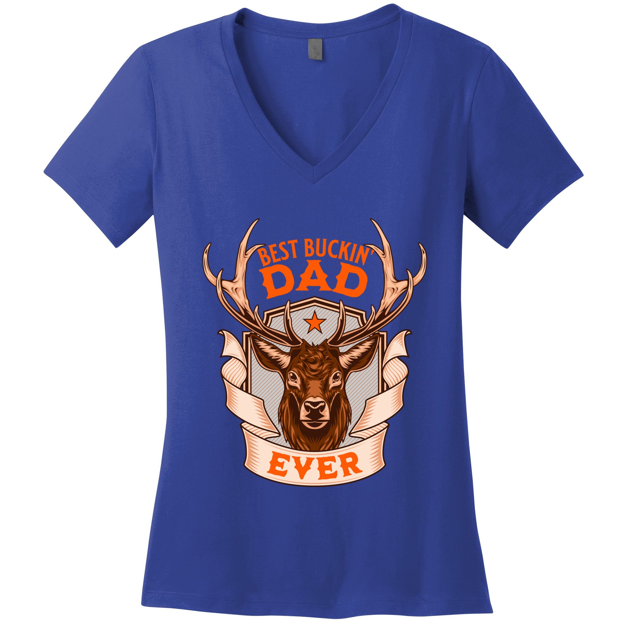 Best Buckin Dad Ever Funny Deer Hunter Buck Hunting Great Gift Women's V-Neck T-Shirt