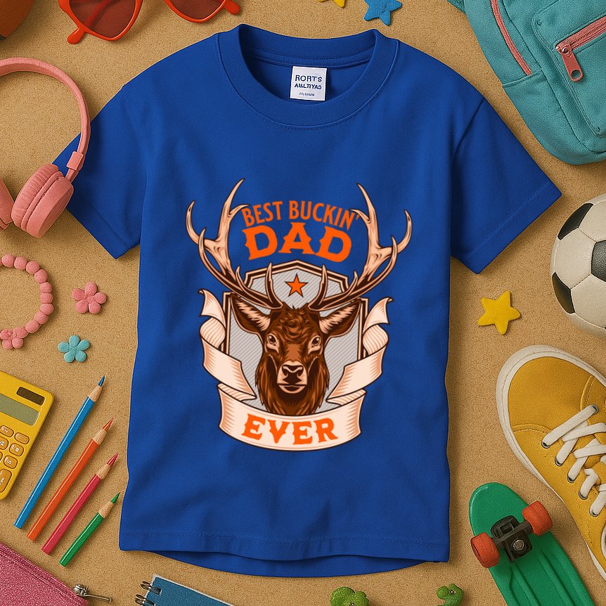 Best Buckin Dad Ever Funny Deer Hunter Buck Hunting Great Gift Kids T-Shirt