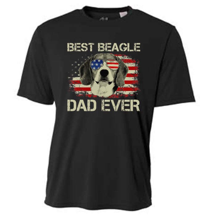 Best Beagle Dad Ever Dog Lover American Flag Gift Cooling Performance Crew T-Shirt