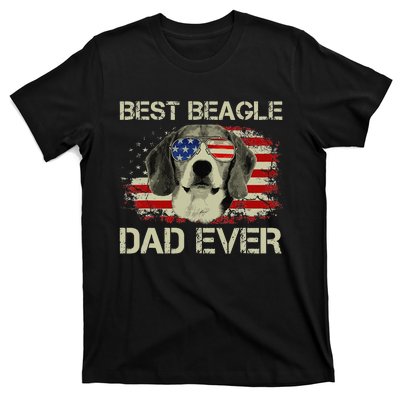 Best Beagle Dad Ever Dog Lover American Flag Gift T-Shirt