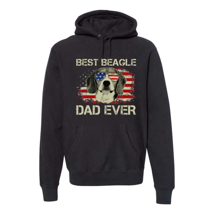 Best Beagle Dad Ever Dog Lover American Flag Gift Premium Hoodie