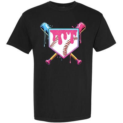 Baseball Base Drip Ice Cream Sports Fan Garment-Dyed Heavyweight T-Shirt