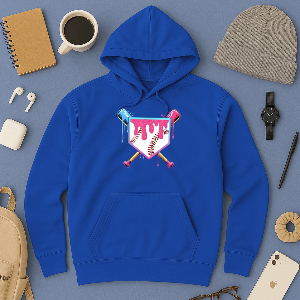 Baseball Base Drip Ice Cream Sports Fan Hoodie