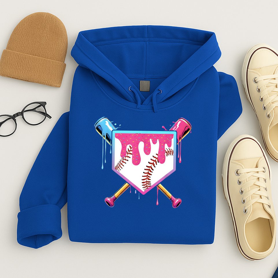 Baseball Base Drip Ice Cream Sports Fan Hoodie