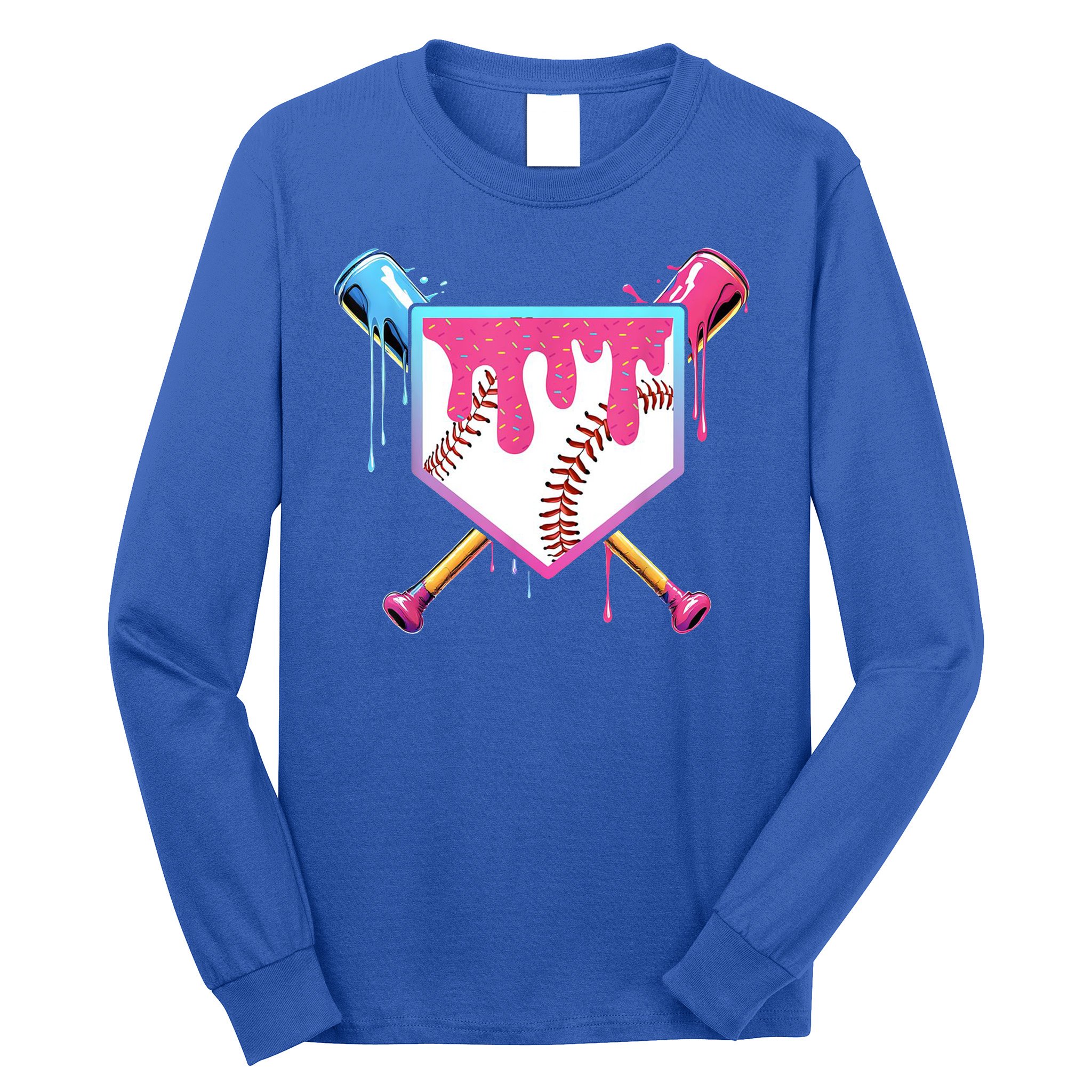 Baseball Base Drip Ice Cream Sports Fan Long Sleeve Shirt