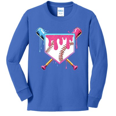 Baseball Base Drip Ice Cream Sports Fan Kids Long Sleeve Shirt