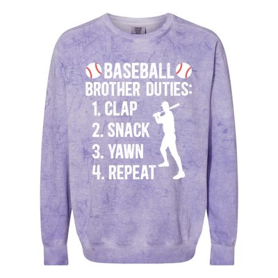 Baseball Brother Duties Brother Of A Baseball Player Gift Colorblast Crewneck Sweatshirt