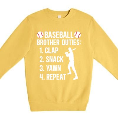 Baseball Brother Duties Brother Of A Baseball Player Gift Premium Crewneck Sweatshirt