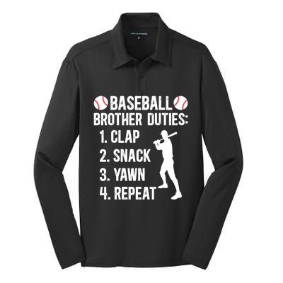 Baseball Brother Duties Brother Of A Baseball Player Gift Silk Touch Performance Long Sleeve Polo