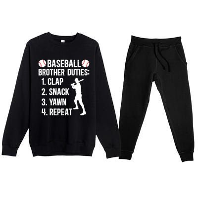 Baseball Brother Duties Brother Of A Baseball Player Gift Premium Crewneck Sweatsuit Set