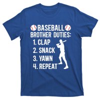 Baseball Brother Duties Brother Of A Baseball Player Gift T-Shirt