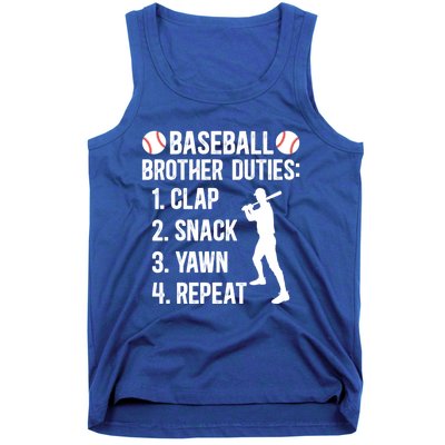 Baseball Brother Duties Brother Of A Baseball Player Gift Tank Top