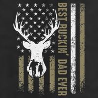 Best Buckin Dad Ever Deer Hunting Fathers Day American Flag 7 Panel Mesh Trucker Snapback Hat