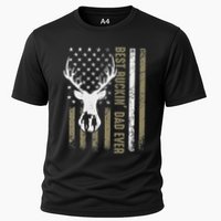 Best Buckin Dad Ever Deer Hunting Fathers Day American Flag Cooling Performance Crew T-Shirt