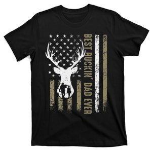 Best Buckin Dad Ever Deer Hunting Fathers Day American Flag T-Shirt