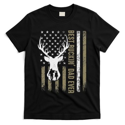 Best Buckin Dad Ever Deer Hunting Fathers Day American Flag T-Shirt