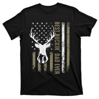 Best Buckin Dad Ever Deer Hunting Fathers Day American Flag T-Shirt