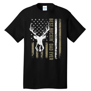 Best Buckin Dad Ever Deer Hunting Fathers Day American Flag Tall T-Shirt