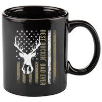 Best Buckin Dad Ever Deer Hunting Fathers Day American Flag 11oz C Handle Ceramic Mug