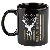 Best Buckin Dad Ever Deer Hunting Fathers Day American Flag 11oz C Handle Ceramic Mug
