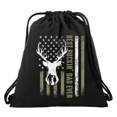Best Buckin Dad Ever Deer Hunting Fathers Day American Flag Drawstring Bag