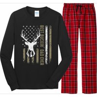 Best Buckin Dad Ever Deer Hunting Fathers Day American Flag Long Sleeve Pajama Set