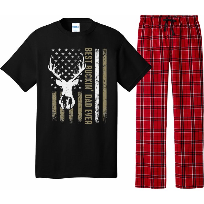 Best Buckin Dad Ever Deer Hunting Fathers Day American Flag Pajama Set