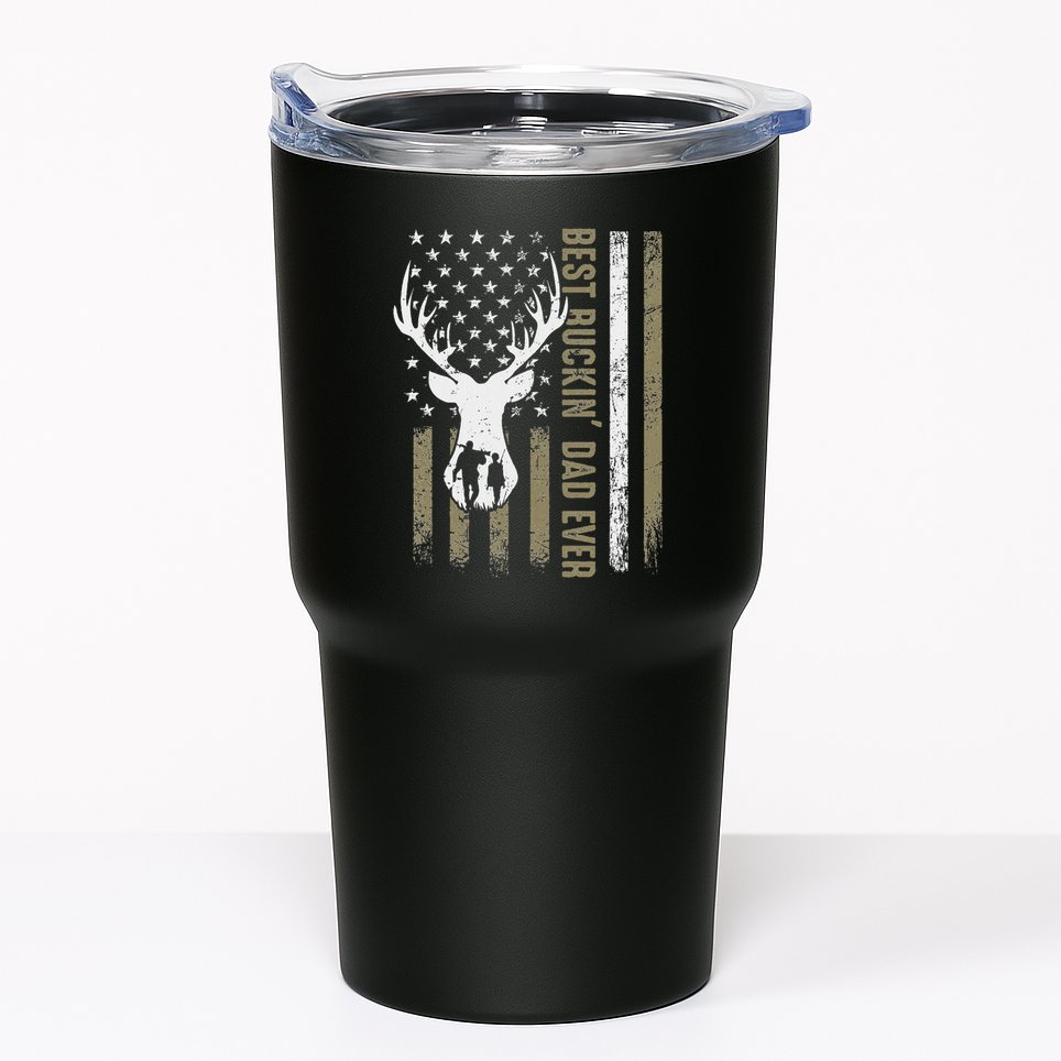 Best Buckin Dad Ever Deer Hunting Fathers Day American Flag Tumbler