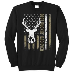 Best Buckin Dad Ever Deer Hunting Fathers Day American Flag Tall Sweatshirt