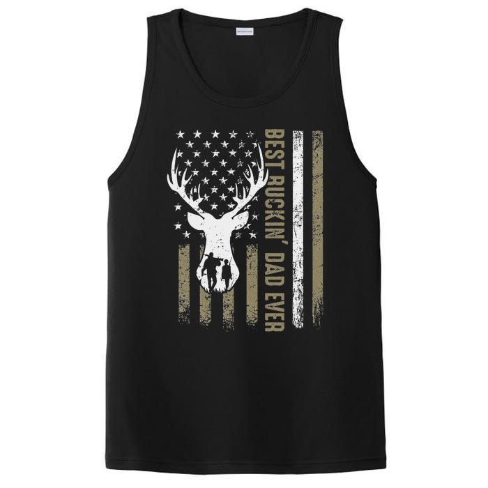 Best Buckin Dad Ever Deer Hunting Fathers Day American Flag PosiCharge Competitor Tank