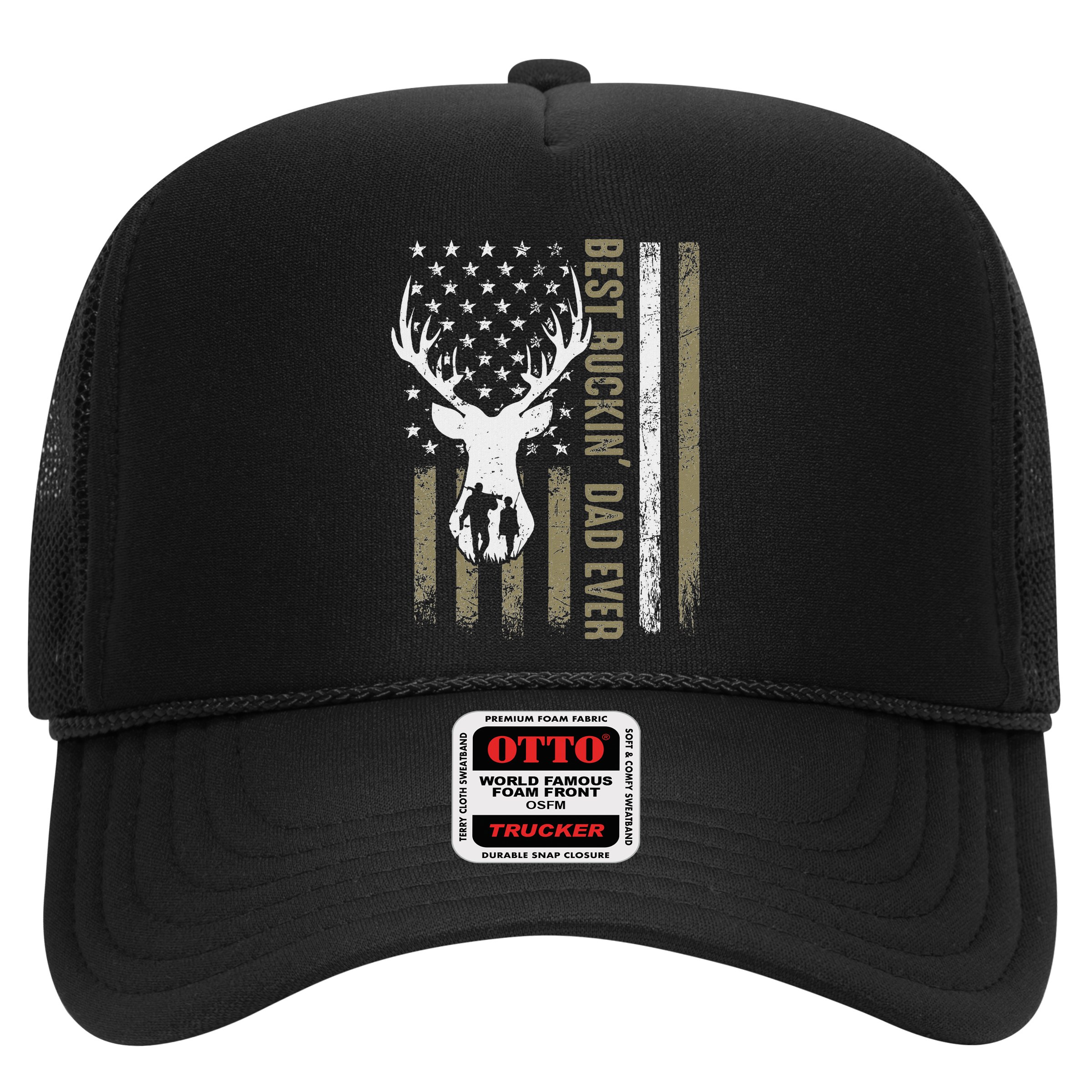 Best Buckin Dad Ever Deer Hunting Fathers Day American Flag Hat