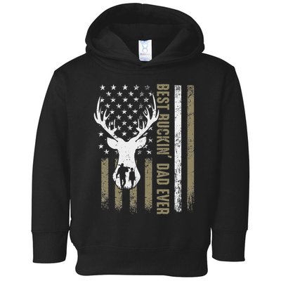 Best Buckin Dad Ever Deer Hunting Fathers Day American Flag Toddler Hoodie
