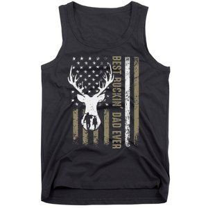 Best Buckin Dad Ever Deer Hunting Fathers Day American Flag Tank Top