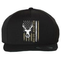 Best Buckin Dad Ever Deer Hunting Fathers Day American Flag Wool Snapback Cap
