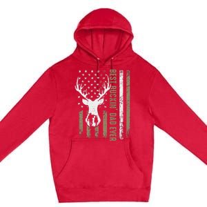 Best Buckin Dad Ever Deer Hunting Fathers Day American Flag Premium Pullover Hoodie