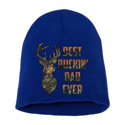 Best Buckin Dad Ever Funny Fathers Day Gift Short Acrylic Beanie