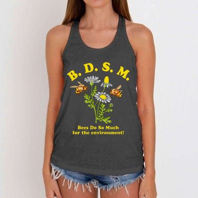 BDSM Bees Do So Much For The Environment Women's Knotted Racerback Tank