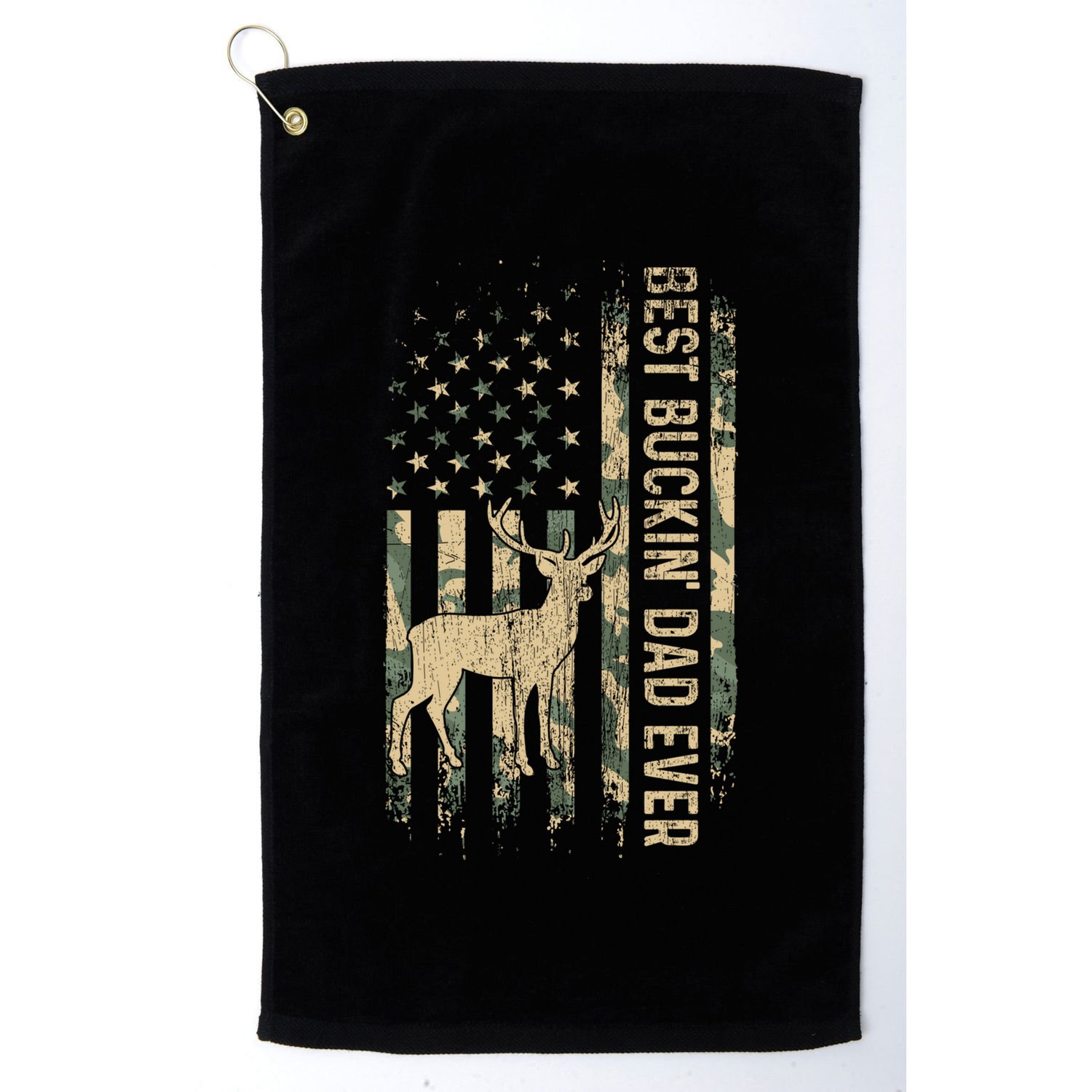 Best Buckin Dad Ever American Flag FatherS Day Cute Gift Golf Towel