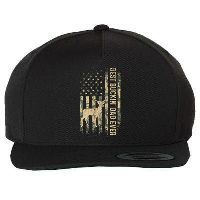 Best Buckin Dad Ever American Flag FatherS Day Cute Gift Wool Snapback Cap