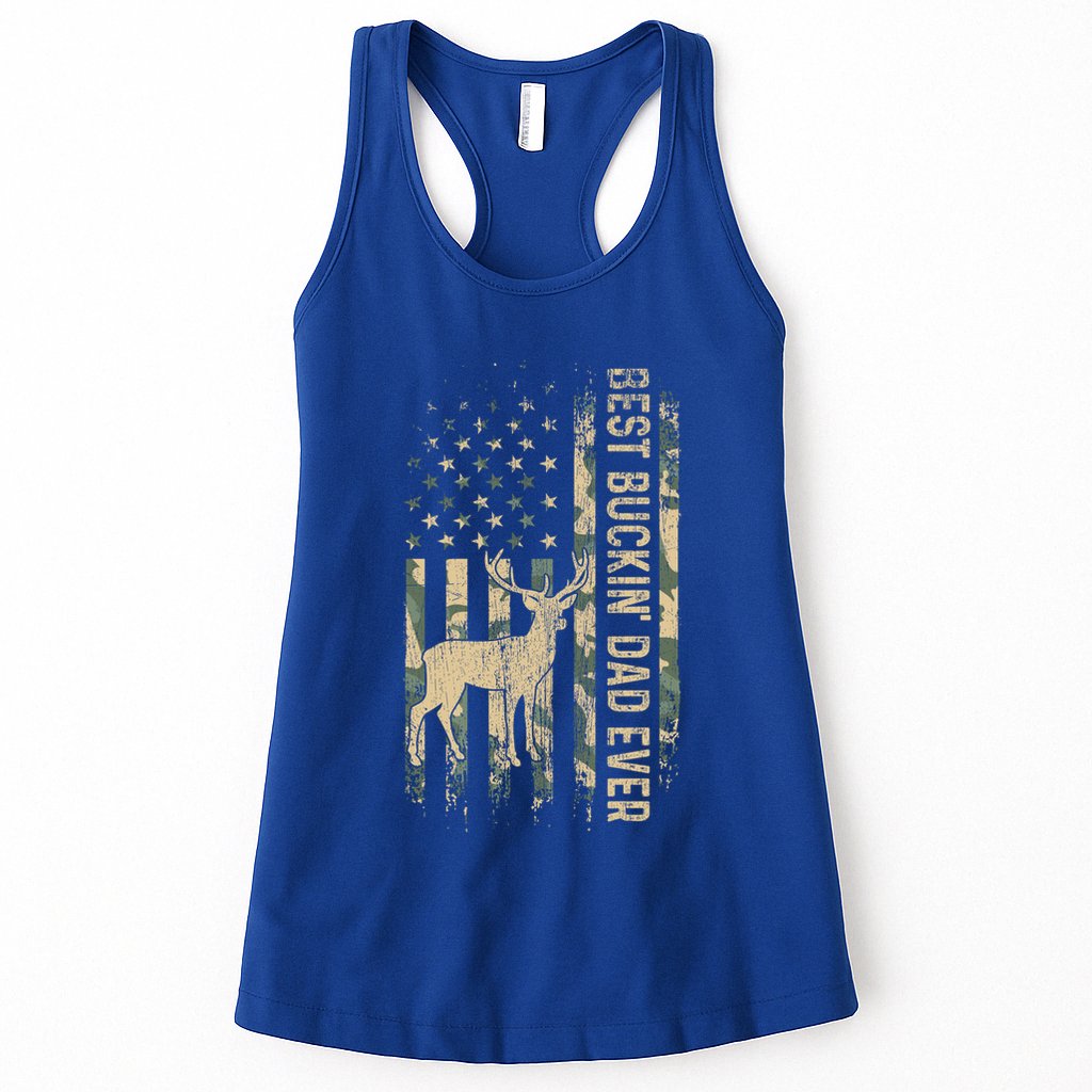 Best Buckin Dad Ever American Flag FatherS Day Cute Gift Womens Tank Top