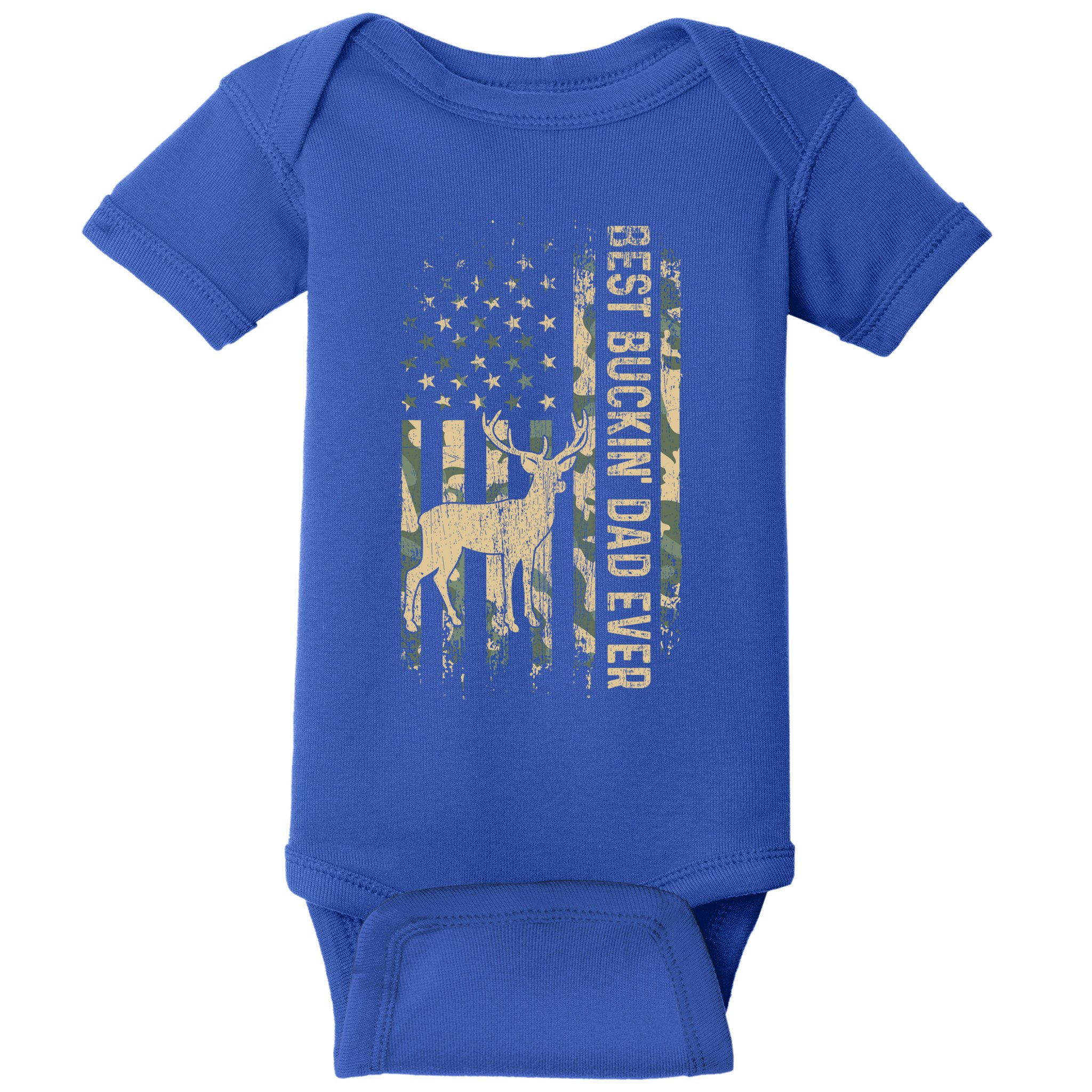 Best Buckin Dad Ever American Flag FatherS Day Cute Gift Baby Bodysuit