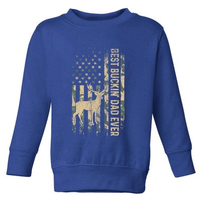 Best Buckin Dad Ever American Flag FatherS Day Cute Gift Toddler Sweatshirt